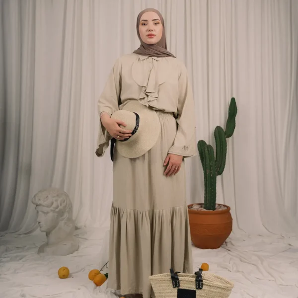 Beige linen two-piece set