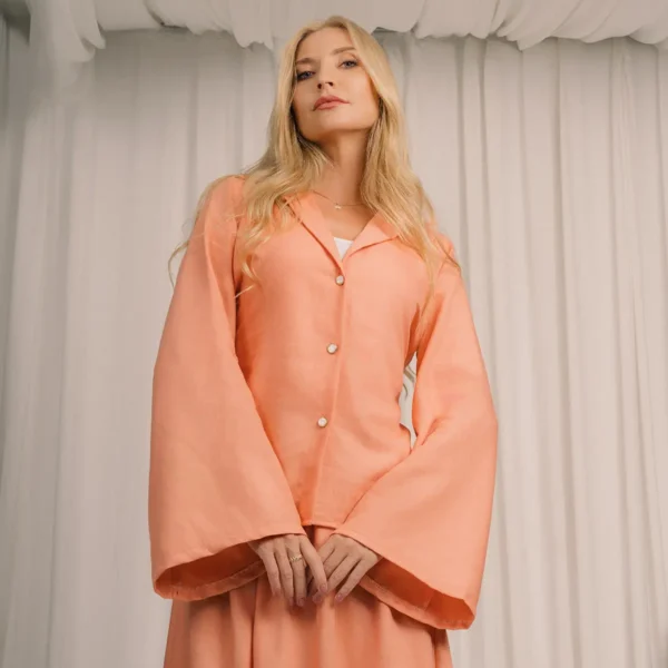 Peach linen two-piece set