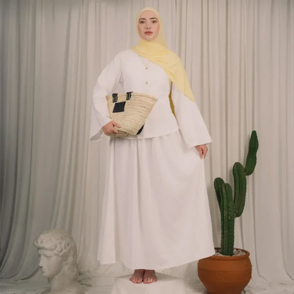 White linen two-piece set